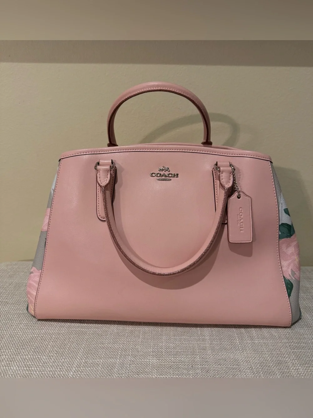 Coach F25868 Margot Caryall Pink Multi Camo Rose Floral Print Satchel Crossbody